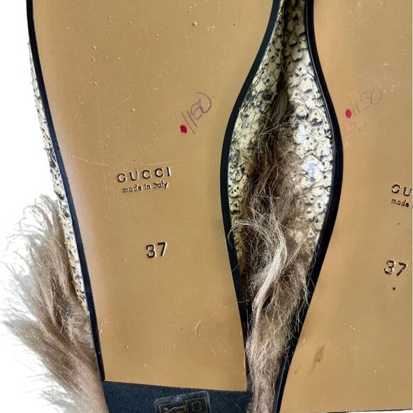 Gucci Princetown Horsebit Phyton And Fur Mule Slide 37 - Picture 11 of 13
